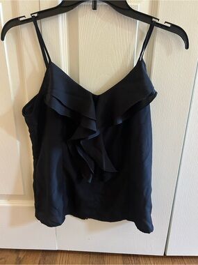 Miley Cyrus & Max Azria Black Ruffle Spaghetti Strap Cami